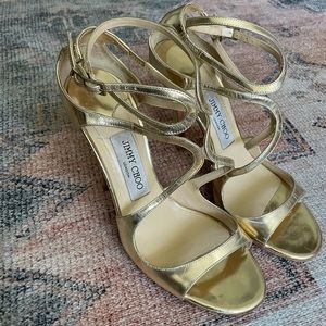 Jimmy Choo Gold Strappy heels